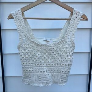 Francesca's Collections Cream Crochet Tank Top S